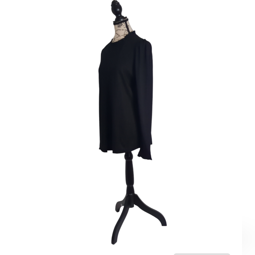 Boden Women's Long Sleeve High Ruffle Neck Blouse Black Size US 10